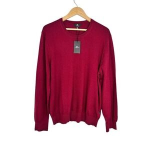 7 For All Mankind Mens Crewneck Sweater Deep Red XL LIghtweight Pullover NWT